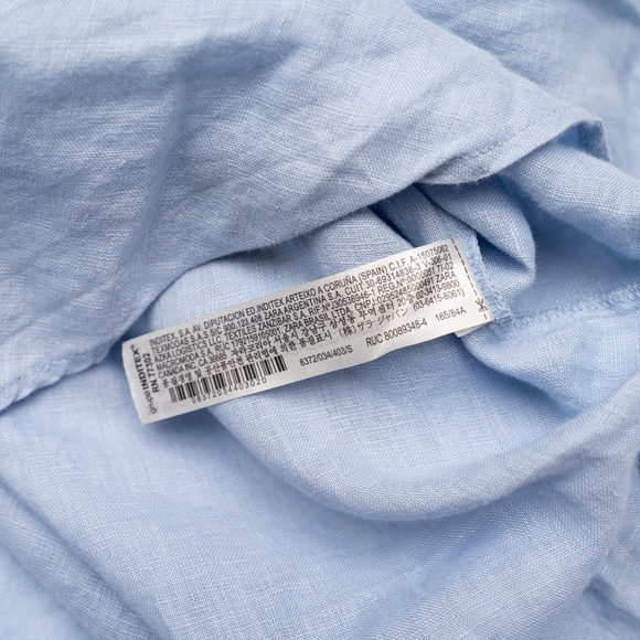 size S Zara Blue Linen Shirt Long Sleeve - Picture 4 of 4